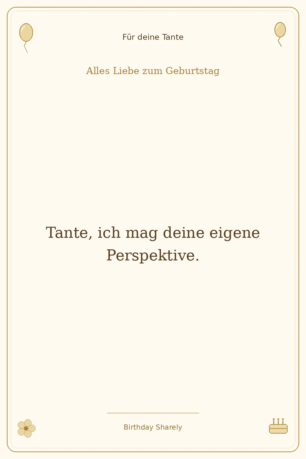 Goldene Grußillustration für deine Tante: Tante, ich mag deine eigene Perspektive.