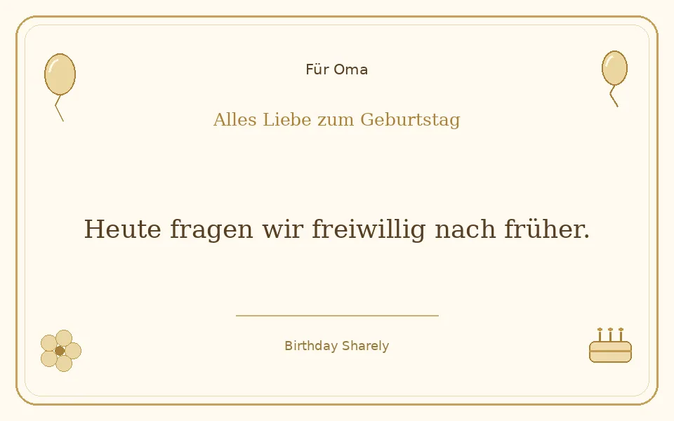Goldene Grußillustration für Oma: Heute fragen wir freiwillig nach früher.