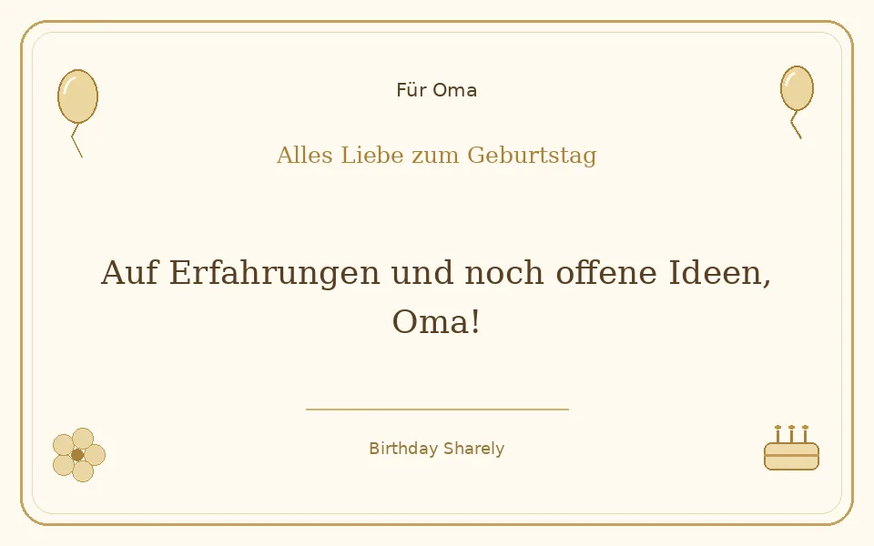 Goldene Grußillustration für Oma: Auf Erfahrungen und noch offene Ideen, Oma!