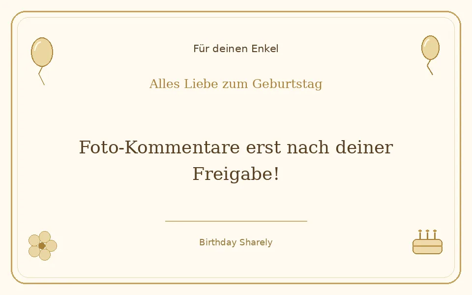 Goldene Grußillustration für deinen Enkel: Foto-Kommentare erst nach deiner Freigabe!