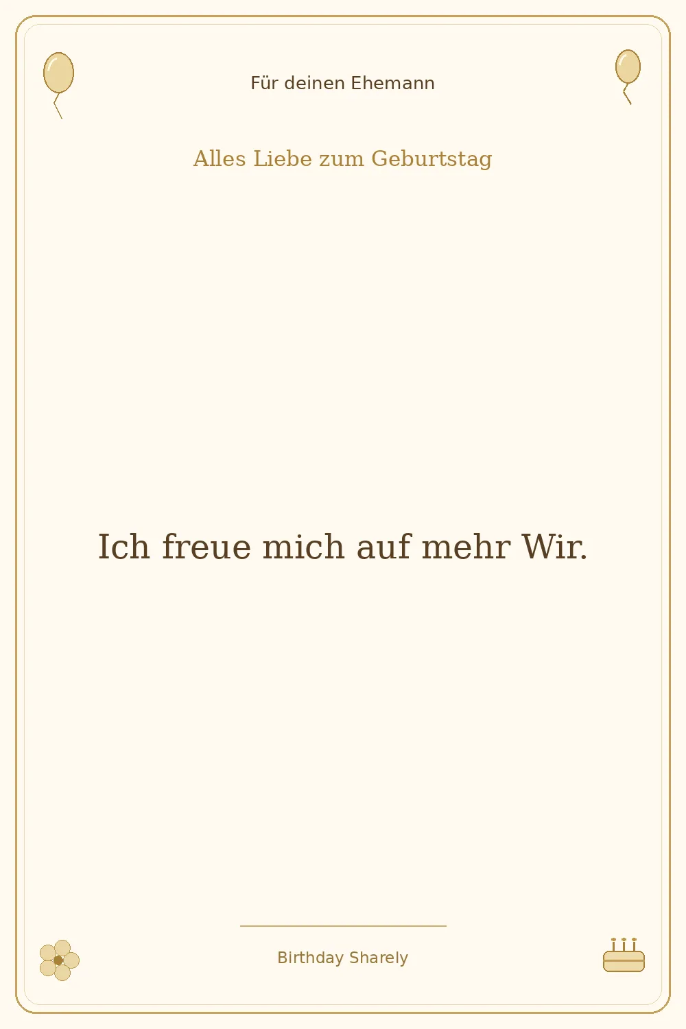 Goldene Grußillustration für deinen Ehemann: Ich freue mich auf mehr Wir.