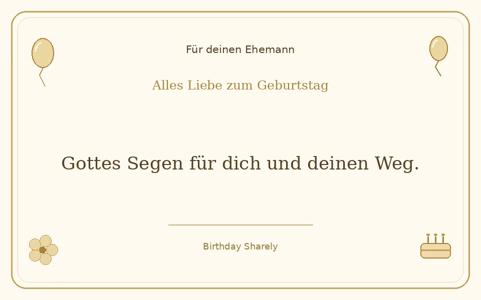 Goldene Grußillustration für deinen Ehemann: Gottes Segen für dich und deinen Weg.