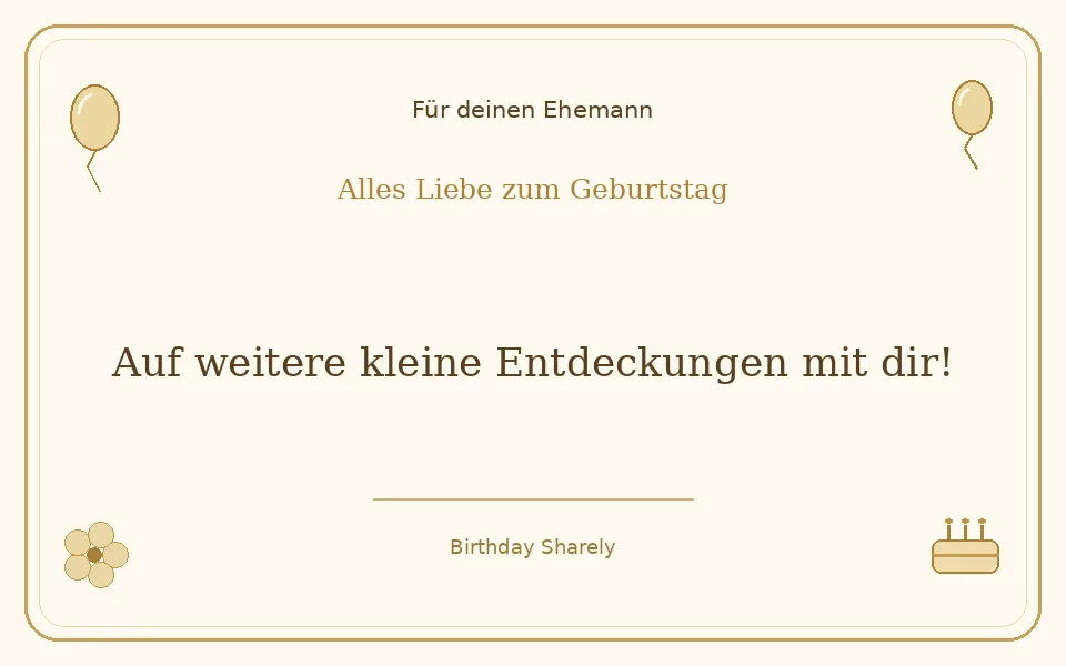 Goldene Grußillustration für deinen Ehemann: Auf weitere kleine Entdeckungen mit dir!