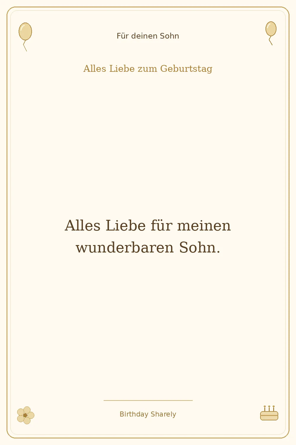 Goldene Grußillustration für deinen Sohn: Alles Liebe für meinen wunderbaren Sohn.