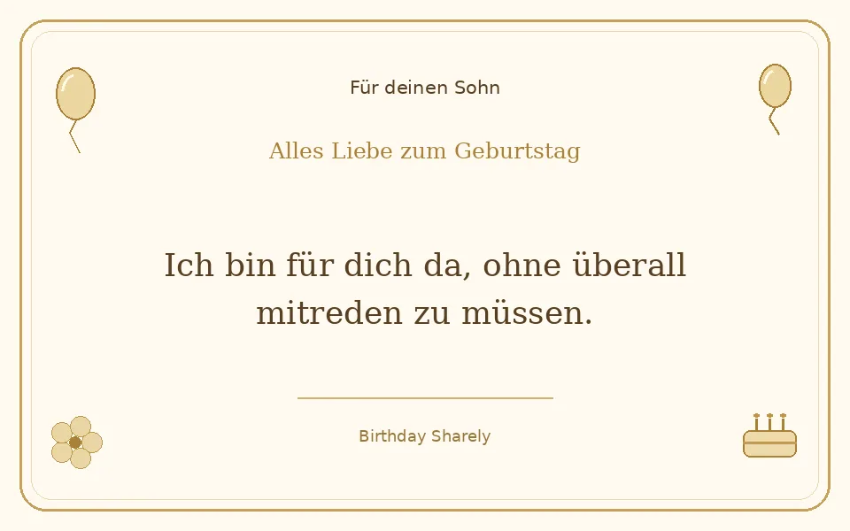 Goldene Grußillustration für deinen Sohn: Ich bin für dich da, ohne überall mitreden zu müssen.