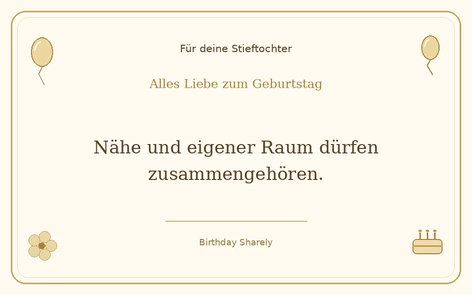 Goldene Grußillustration für deine Stieftochter: Nähe und eigener Raum dürfen zusammengehören.