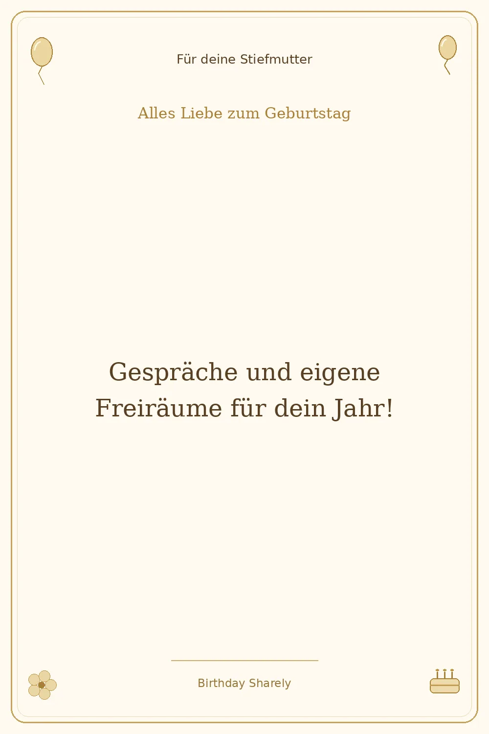 Goldene Grußillustration für deine Stiefmutter: Gespräche und eigene Freiräume für dein Jahr!