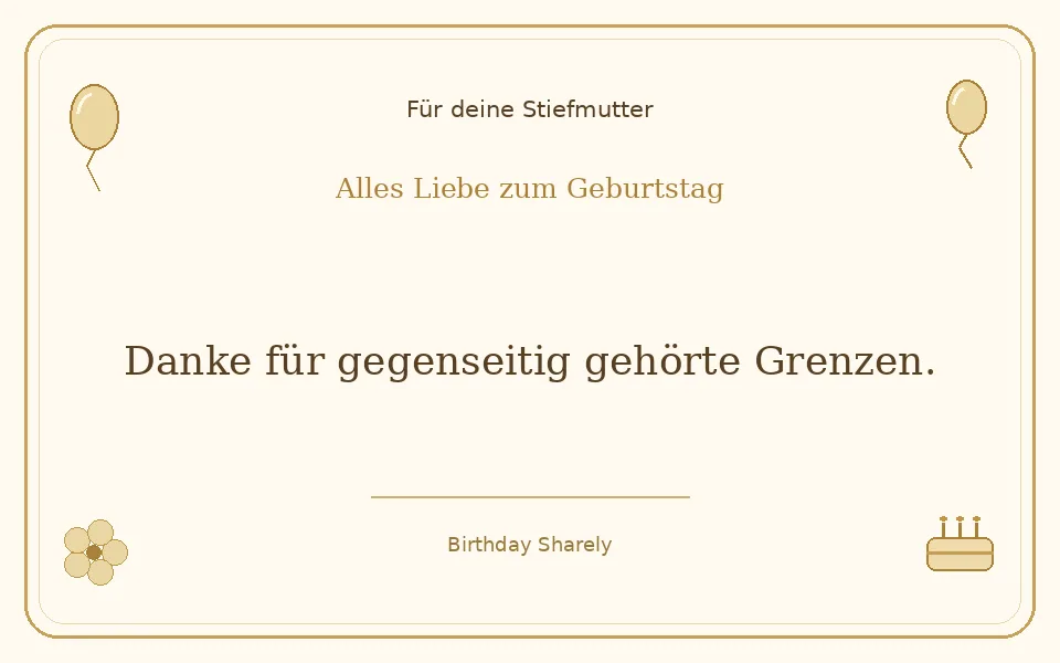 Goldene Grußillustration für deine Stiefmutter: Danke für gegenseitig gehörte Grenzen.