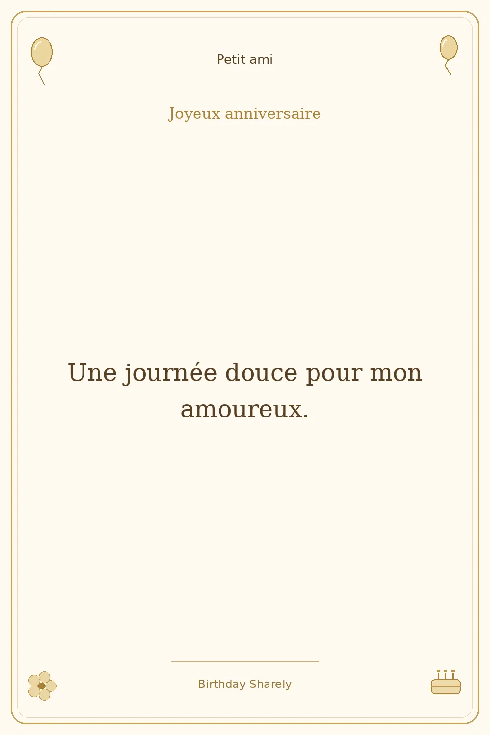 Carte dorée — Petit ami : Une journée douce pour mon amoureux.