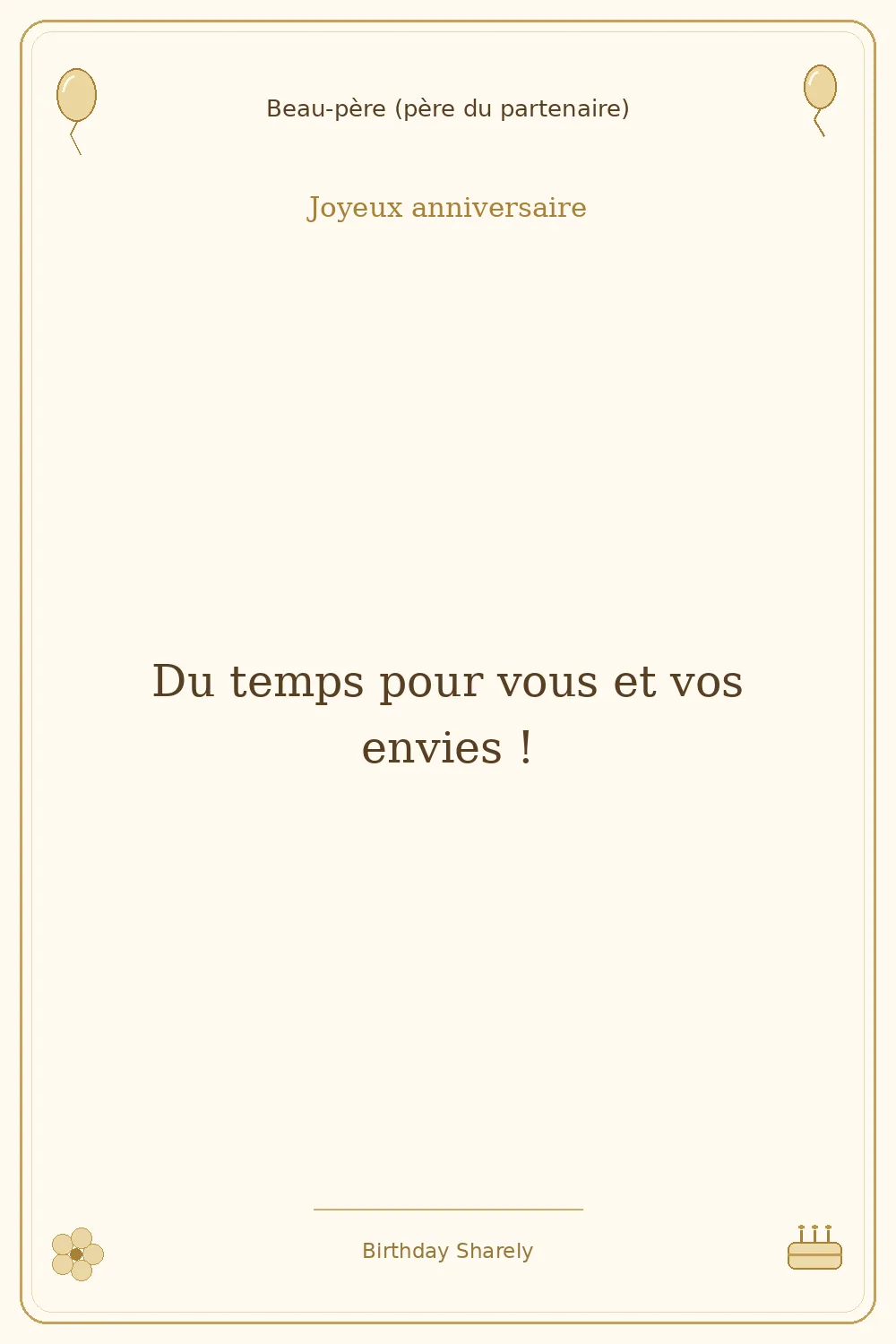 Carte dorée — Beau-père (père du partenaire) : Du temps pour vous et vos envies !