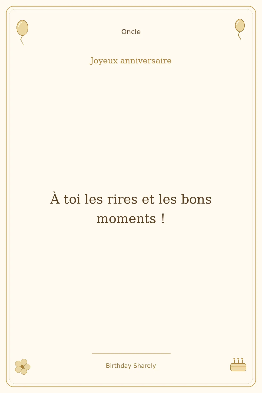 Carte dorée — Oncle : À toi les rires et les bons moments !
