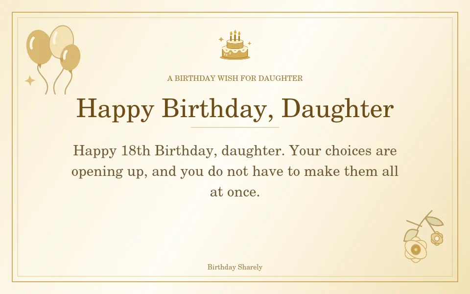 Gold birthday greeting for Daughter: Milestone birthday wishes for your daughter.