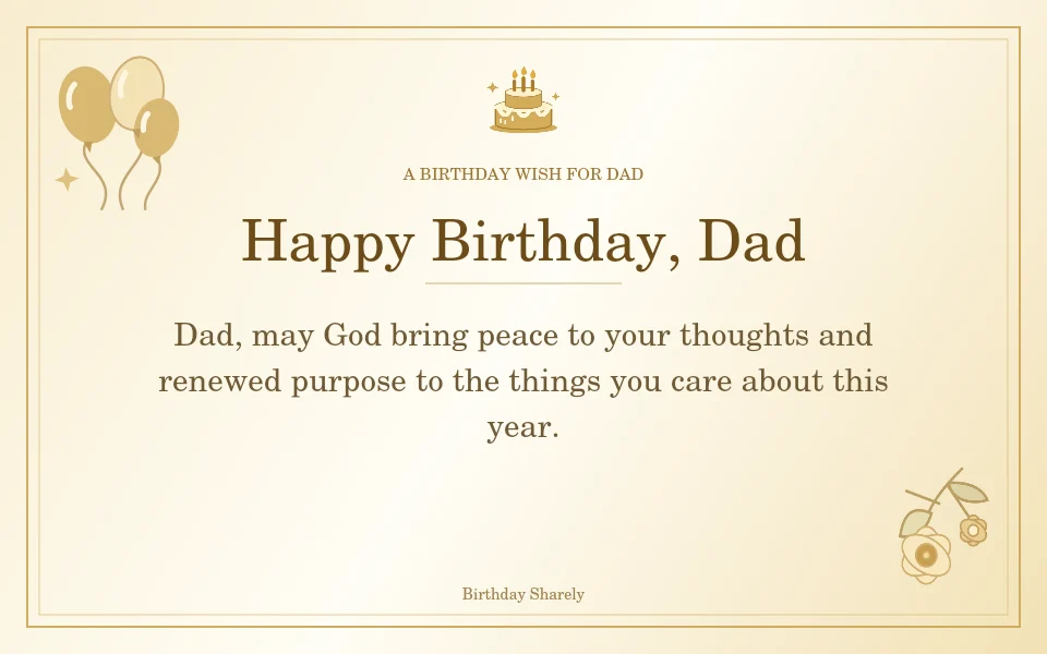 Gold birthday greeting for Dad: Birthday blessings for Dad.