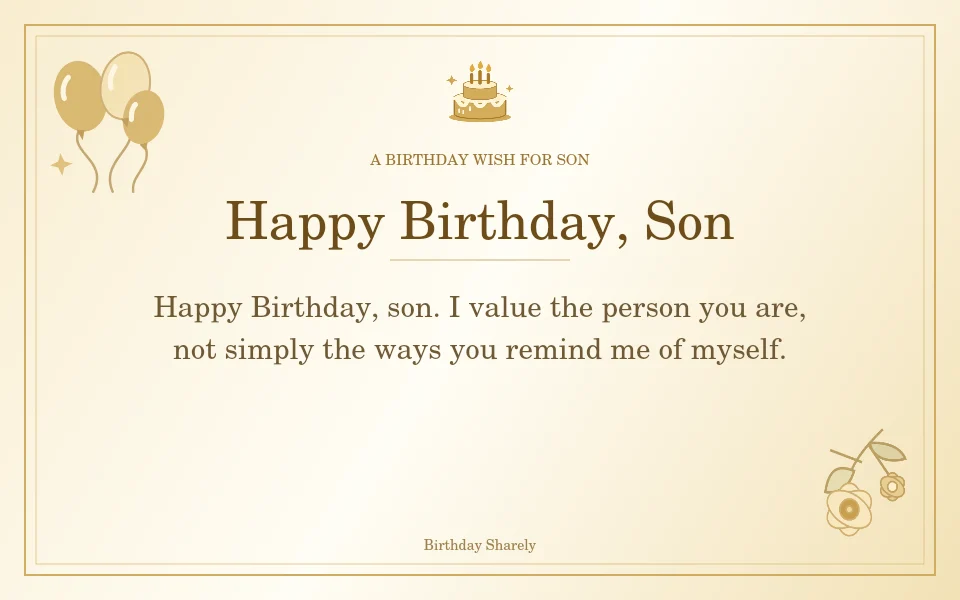 Gold birthday greeting for Son: Birthday wishes for a son from Dad.