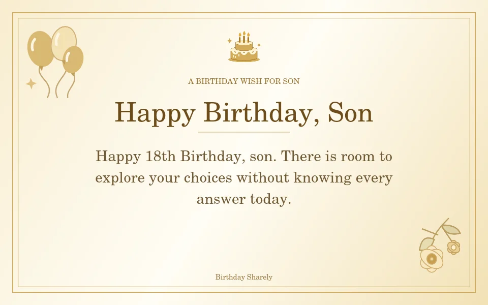 Gold birthday greeting for Son: Milestone birthday wishes for your son.