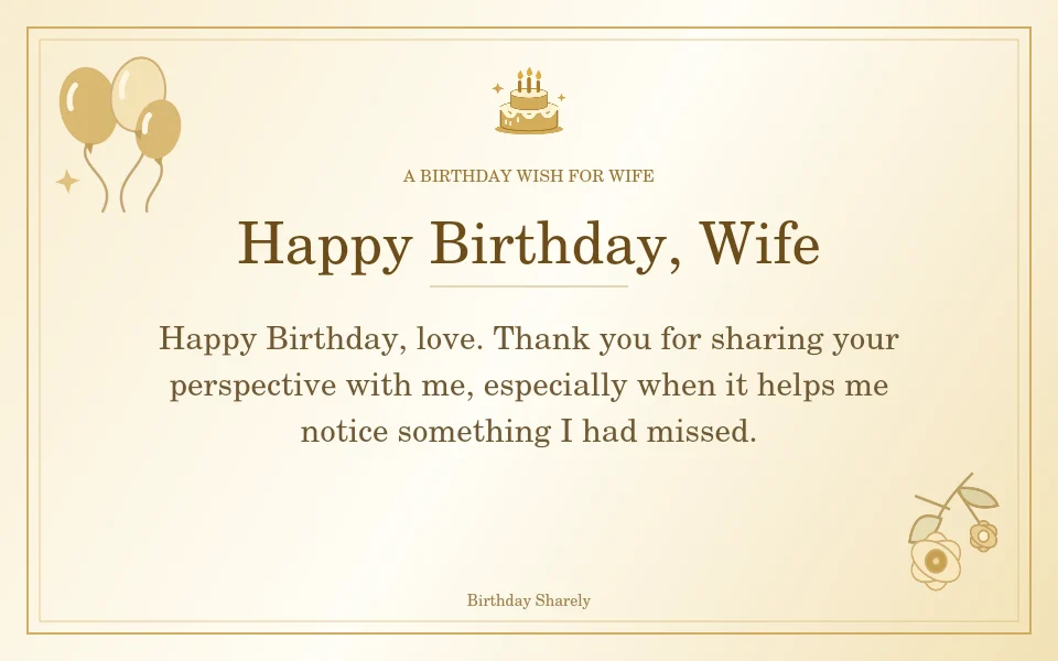Gold birthday greeting for Wife: Birthday messages that appreciate your wife.
