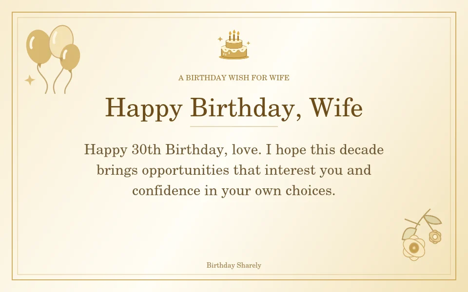Gold birthday greeting for Wife: Milestone birthday wishes for your wife.