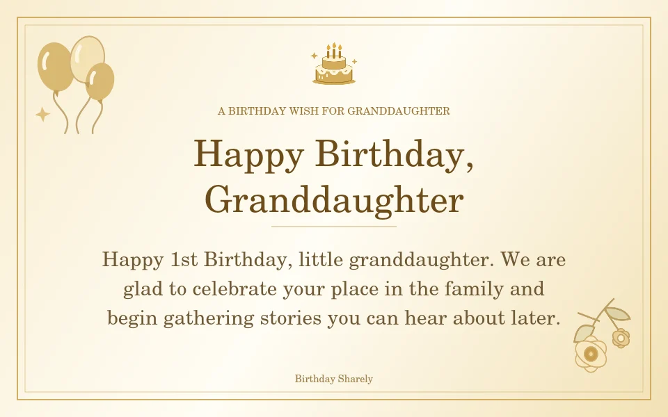 Gold birthday greeting for Granddaughter: Milestone birthday wishes for your granddaughter.