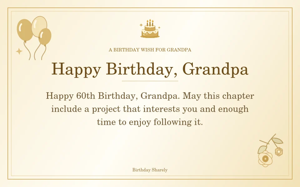 Gold birthday greeting for Grandpa: Milestone birthday wishes for Grandpa.