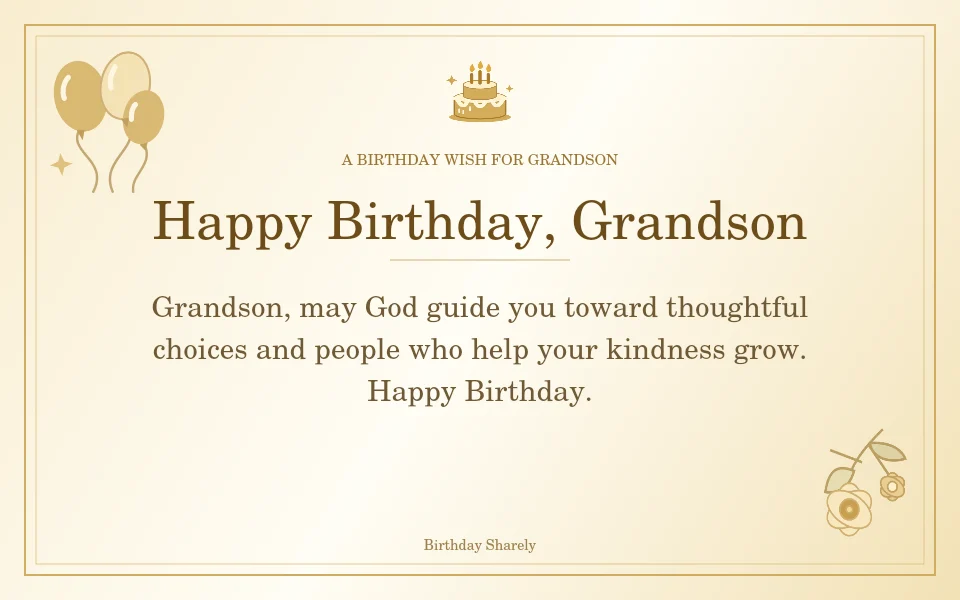 Gold birthday greeting for Grandson: Birthday blessings for your grandson.