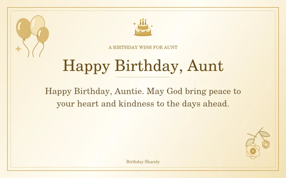 Gold birthday greeting for Aunt: Birthday blessings for your aunt.