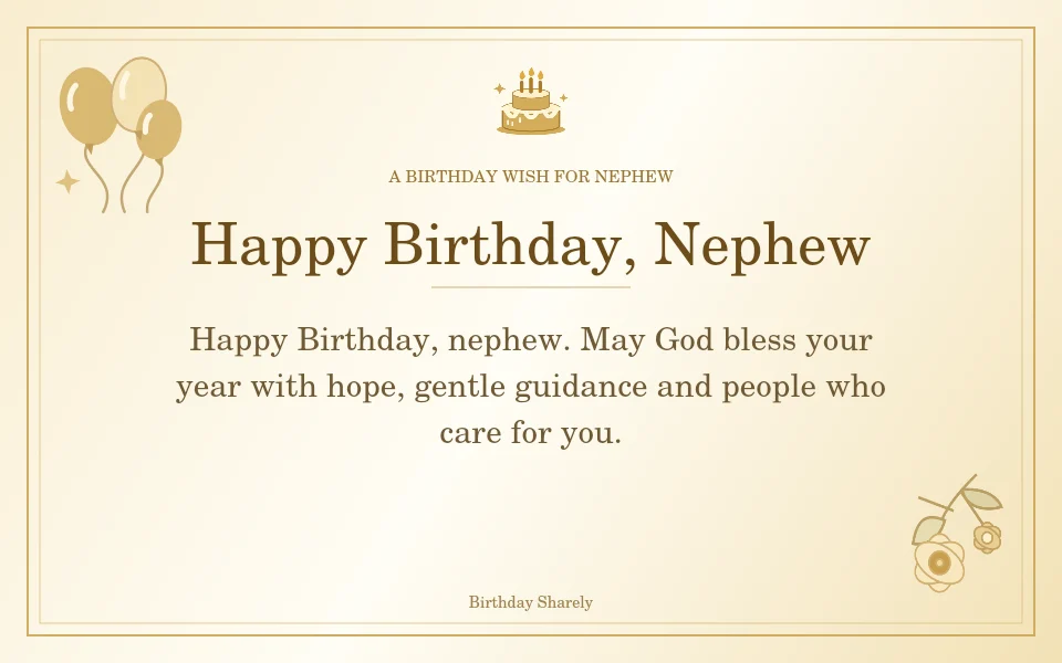 Gold birthday greeting for Nephew: Birthday blessings for your nephew.