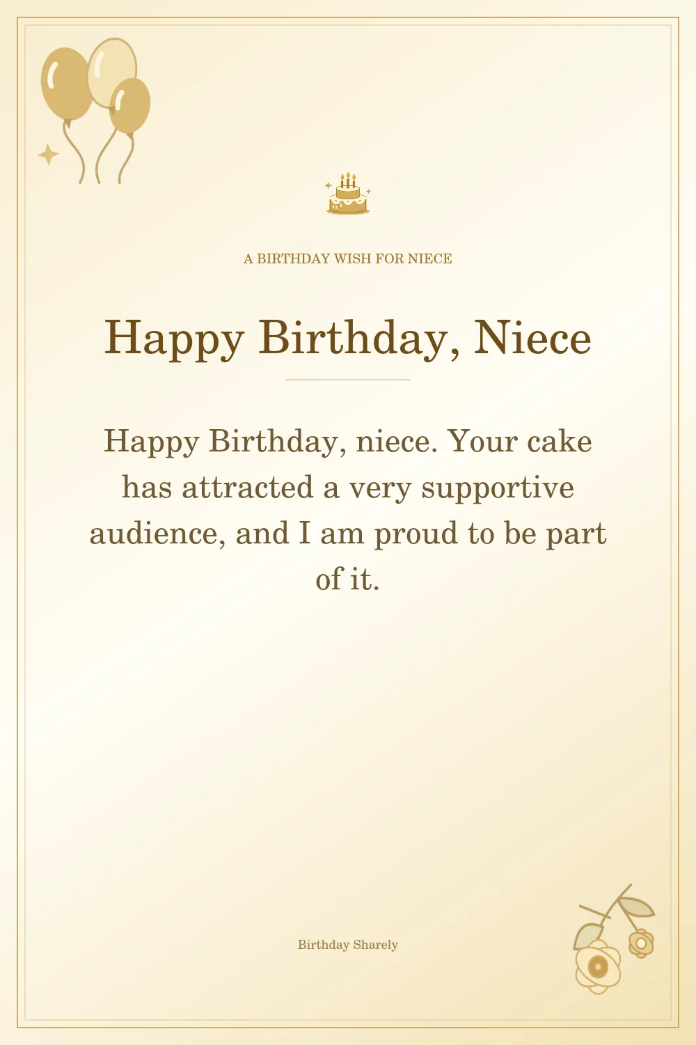 Gold birthday greeting for Niece: Funny birthday wishes for your niece.