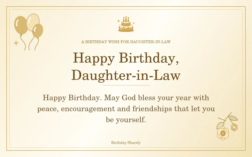 Gold birthday greeting for Daughter-in-Law: Birthday blessings for your daughter-in-law.