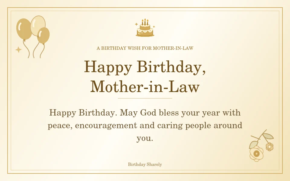Gold birthday greeting for Mother-in-Law: Birthday blessings for your mother-in-law.