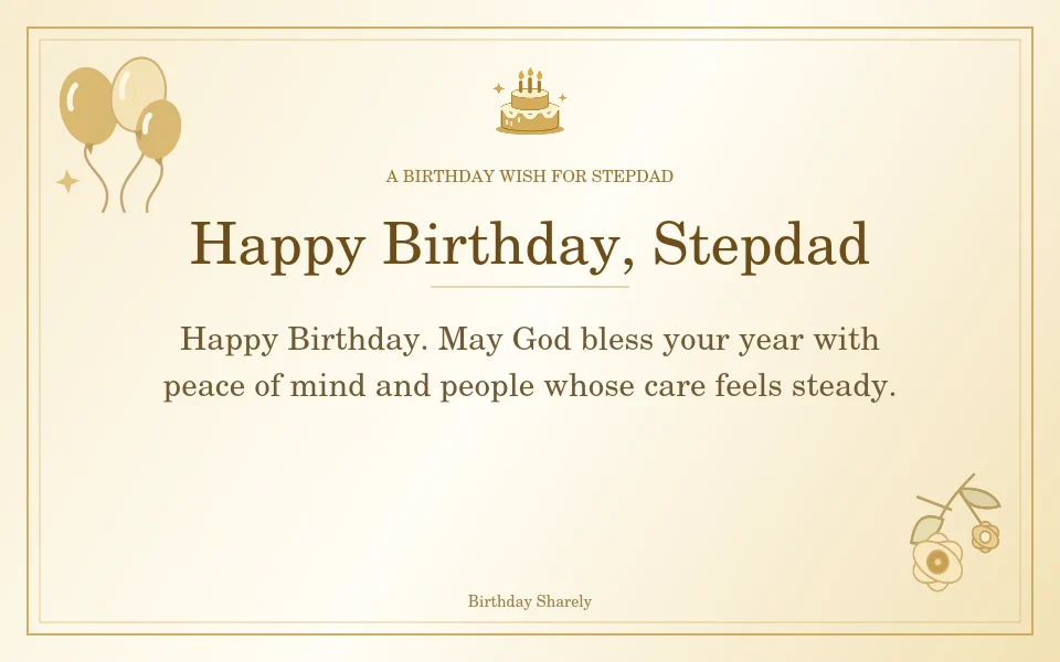 Gold birthday greeting for Stepdad: Birthday blessings for your stepdad.