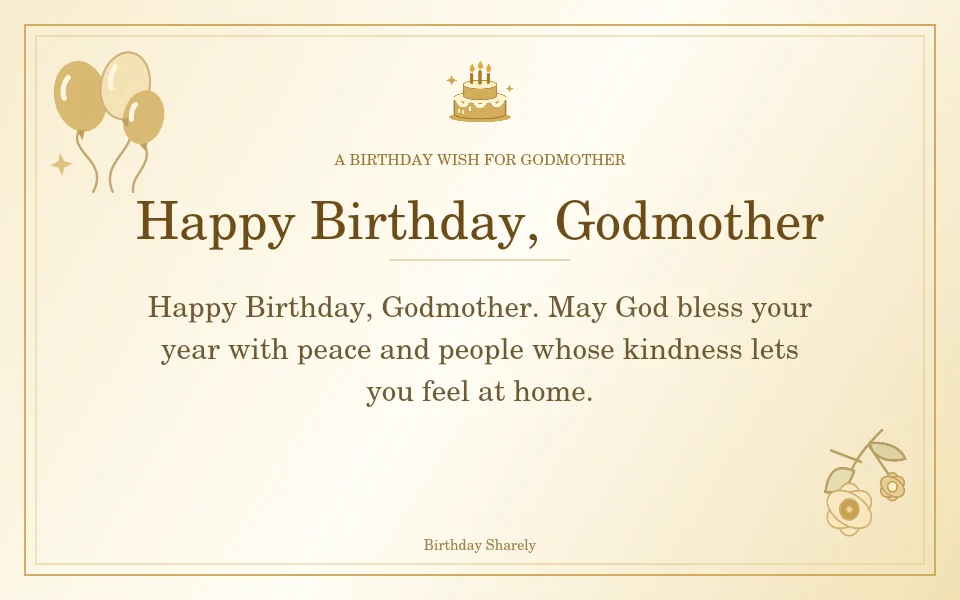 Gold birthday greeting for Godmother: Birthday blessings for your godmother.